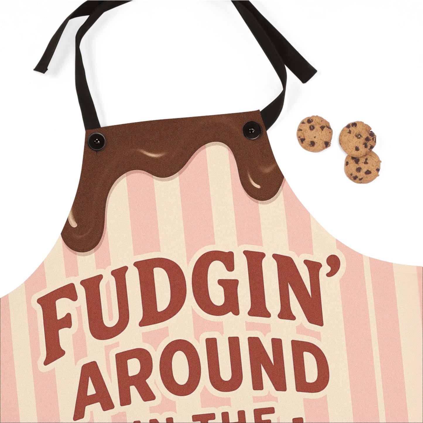 Fudgin' Around Kitchen Apron, Fun Cooking Gift, Baking Apron, Retro Kitchen Decor, Sweet Shop Theme, Cookie Lover's Apron