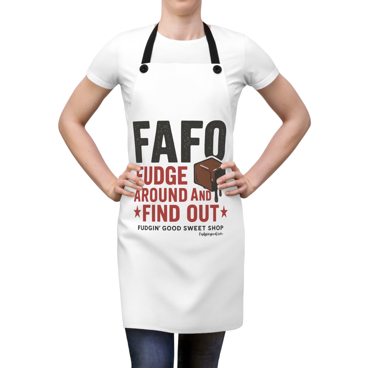 Funny Kitchen Apron – “Fudge Around and Find Out” | Fudgin’ Good Sweet Shop Merch