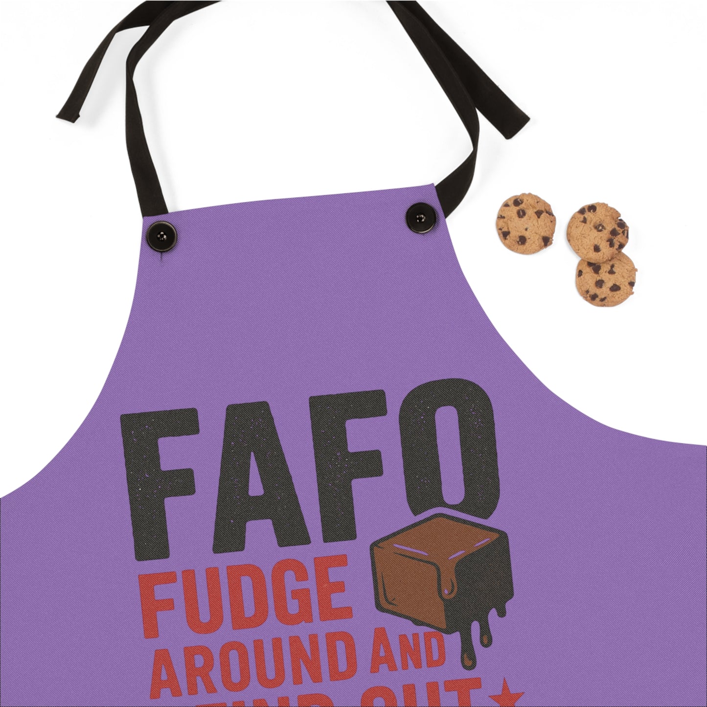 Purple Funny Kitchen Apron – “Fudge Around and Find Out” | Fudgin’ Good Sweet Shop Merch