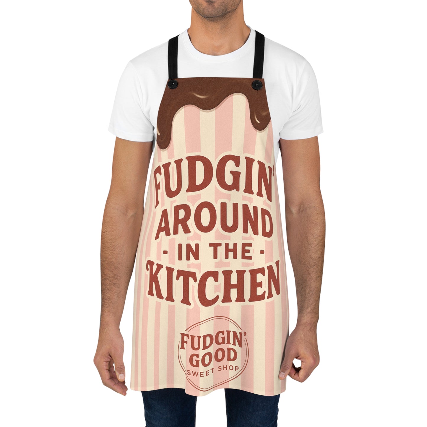 Fudgin' Around Kitchen Apron, Fun Cooking Gift, Baking Apron, Retro Kitchen Decor, Sweet Shop Theme, Cookie Lover's Apron